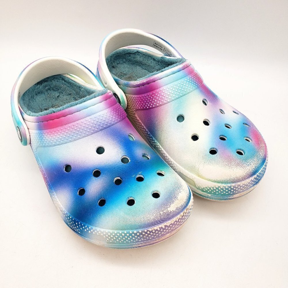 Crocs Classic Lined Solarized Clog Mule Shoes Faux Fur Lined Womens 6 Mens 4